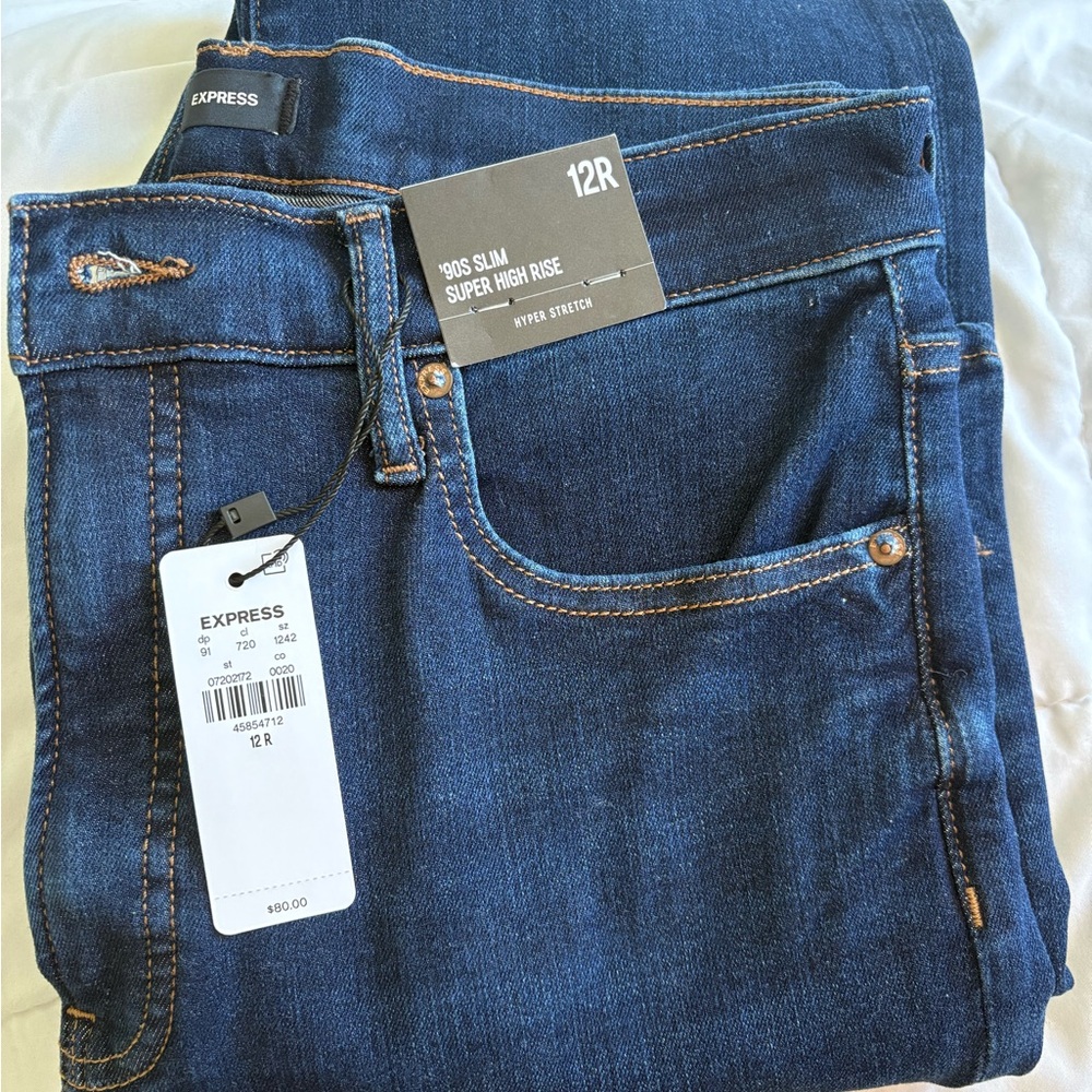 Express Women's 90s Slim Super High Rise Jeans - Indigo